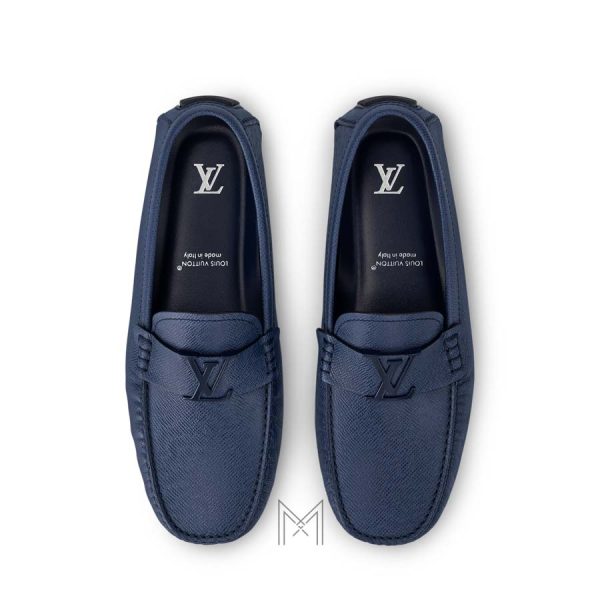 Giày lười nam Louis Vuitton màu xanh logo LV đen chính hãng MHGL038