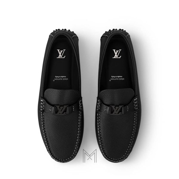 Giày moca nam Louis Vuitton màu đen da hạt authentic MHGL010