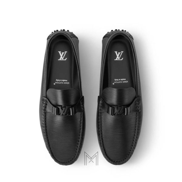 Giày moca nam Louis Vuitton màu đen da sần authentic MHGL008