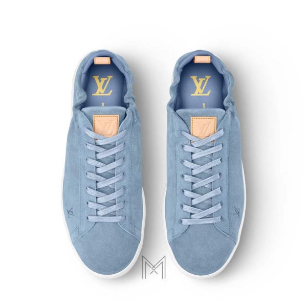 Giày thể thao nam Louis Vuitton màu xanh da lộn logo vàng authentic MHGL002