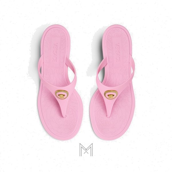 Dép cao gót xỏ ngón Versace màu hồng 55mm authentic MDV05
