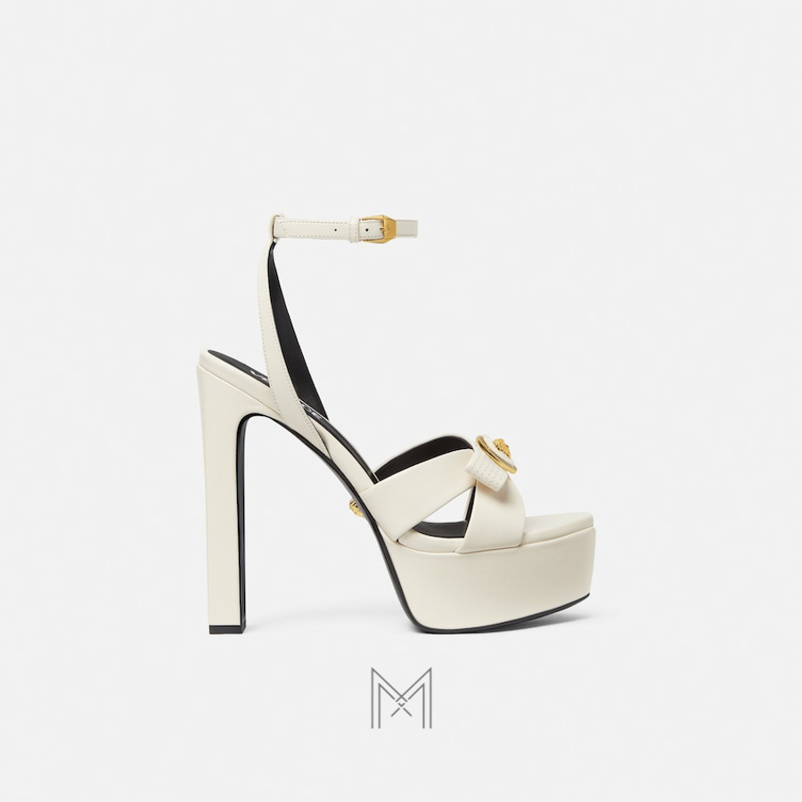 Sandals cao gót Versace Gianni màu trắng 140 mm MDV52 2026 Sandals cao gót Versace Gianni màu trắng 140 mm MDV52 2026