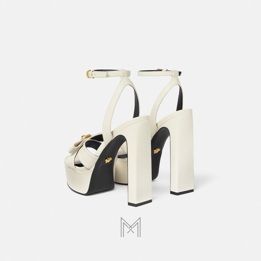 Sandals cao gót Versace Gianni màu trắng 140 mm MDV52 2026 Sandals cao gót Versace Gianni màu trắng 140 mm MDV52 2026