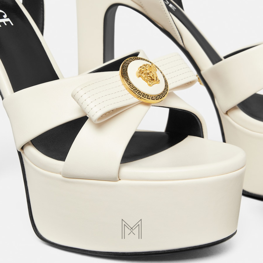 Sandals cao gót Versace Gianni màu trắng 140 mm MDV52 2026 Sandals cao gót Versace Gianni màu trắng 140 mm MDV52 2026