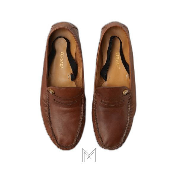 Giày Versace Guanto loafer màu nâu hàng hiệu MGV095