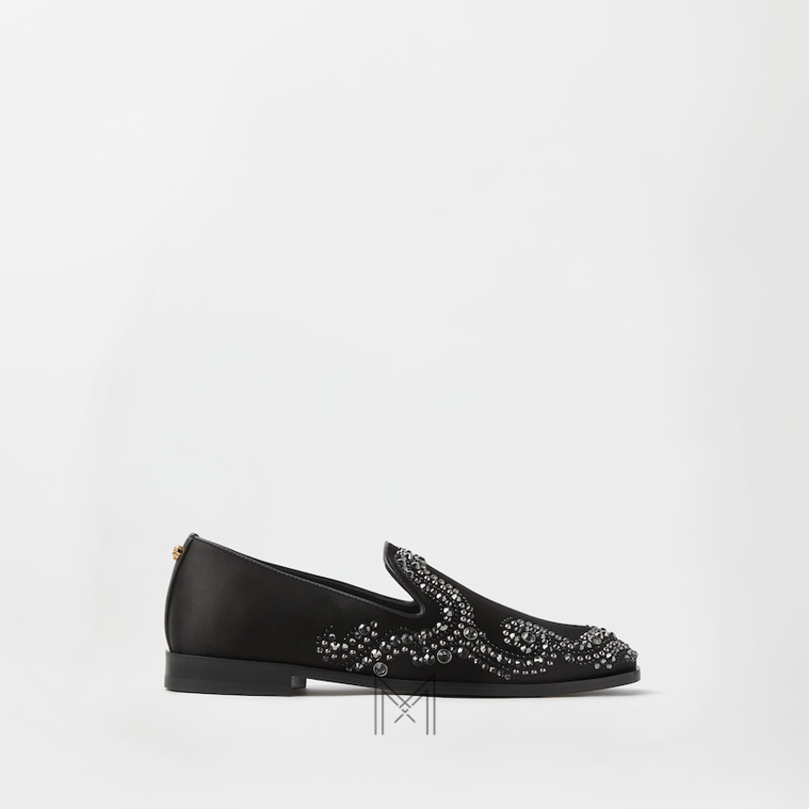 Giày lười nam Versace màu đen đính đá & đinh tán authentic MGV118 2026 Giày lười nam Versace màu đen đính đá & đinh tán authentic MGV118 2026
