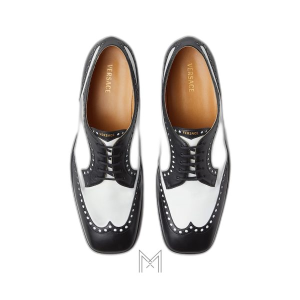 Giày Versace Mick Leather Derby màu đen phối trắng hàng hiệu MGV104