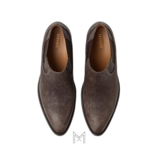 Giày Versace Tigre Leather Texan màu nâu da sần MGV115