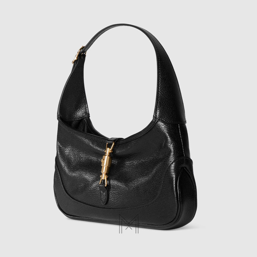 Túi đeo vai Gucci Jackie Slim màu đen da sần khóa vàng authentic MHTG101 2026 Túi đeo vai Gucci Jackie Slim màu đen da sần khóa vàng authentic MHTG101 2026