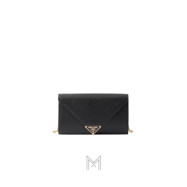 Túi đeo chéo Prada màu đen dây xích vàng hàng hiệu authentic MHTP061