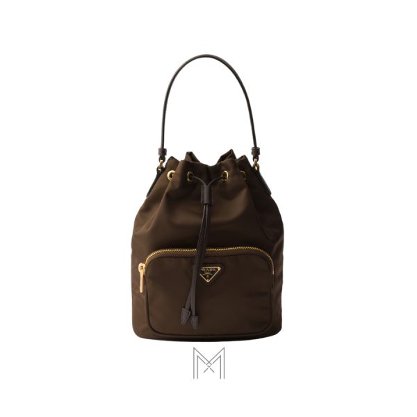 Túi xách Prada Duet màu nâu sẫm khóa vàng authentic MHTP033
