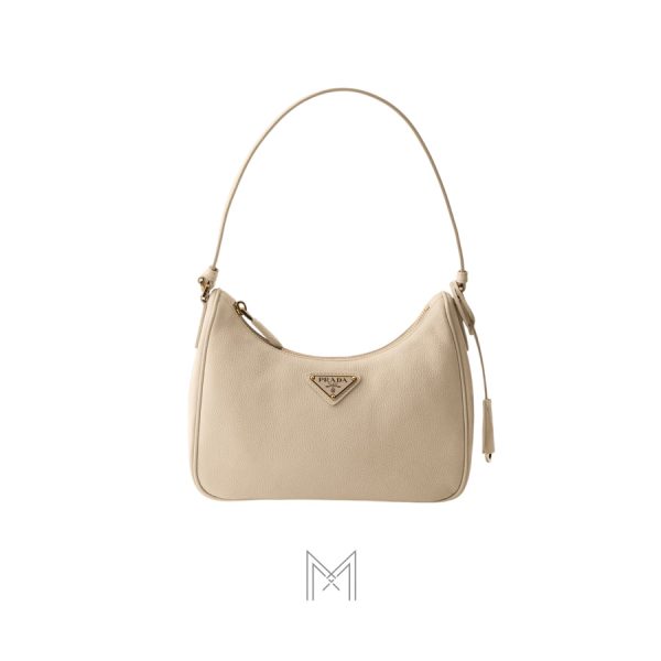 Túi kẹp nách Prada Re-Edition 2005 nubuck màu be chính hãng MHTP043