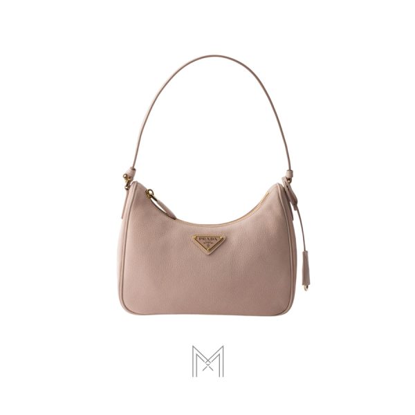 Túi kẹp nách Prada Re-Edition 2005 nubuck màu hồng nhạt chính hãng MHTP042