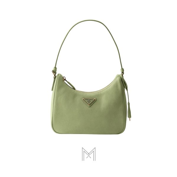 Túi kẹp nách Prada Re-Edition 2005 nubuck màu xanh lá nhạt chính hãng MHTP044