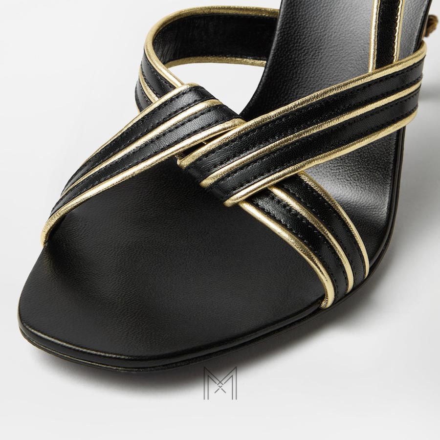Sandals cao gót Versace Gianni Metallic Nappa màu đen MDV50 2026 Sandals cao gót Versace Gianni Metallic Nappa màu đen MDV50 2026