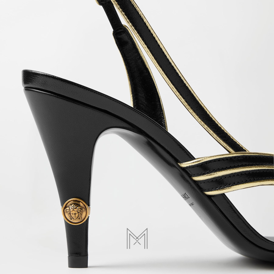 Sandals cao gót Versace Gianni Metallic Nappa màu đen MDV50 2026 Sandals cao gót Versace Gianni Metallic Nappa màu đen MDV50 2026