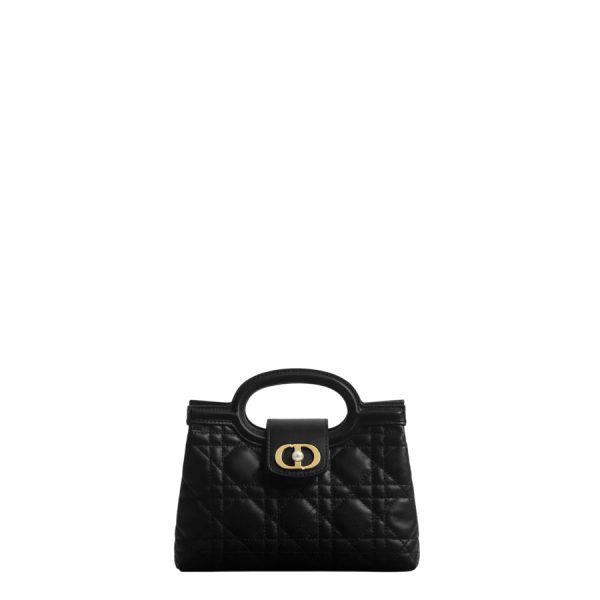 Túi Xách Đeo Chéo Dior Jolie Top Handle Mini Bag Black Cannage Lambskin JTT072