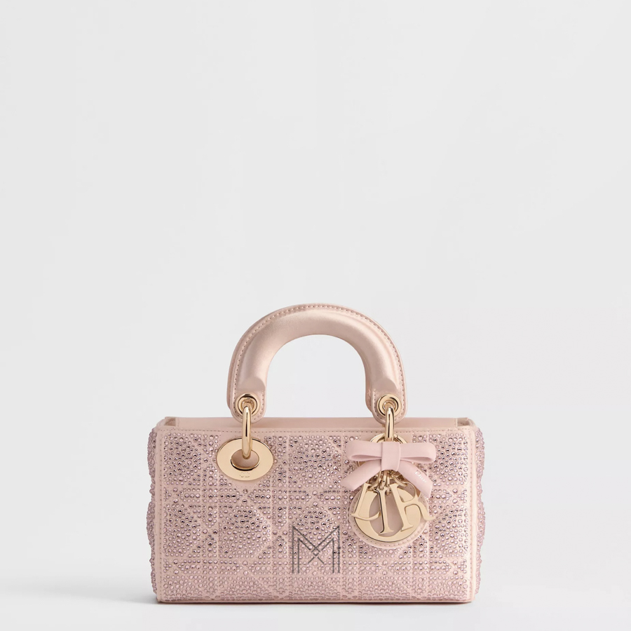 Túi Xách Dior Mini Lady D-Joy Bag Pale Pink Cannage Satin and Strass JTT075 2026 Túi Xách Dior Mini Lady D-Joy Bag Pale Pink Cannage Satin and Strass JTT075 2026