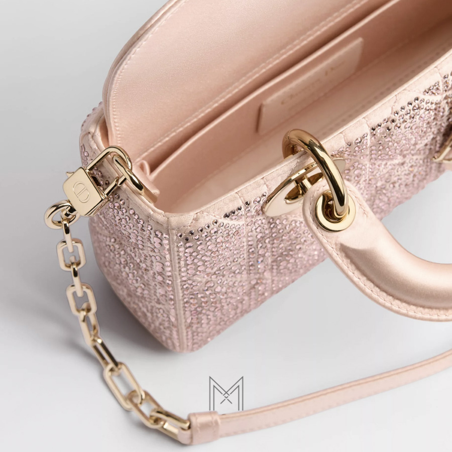 Túi Xách Dior Mini Lady D-Joy Bag Pale Pink Cannage Satin and Strass JTT075 2026 Túi Xách Dior Mini Lady D-Joy Bag Pale Pink Cannage Satin and Strass JTT075 2026
