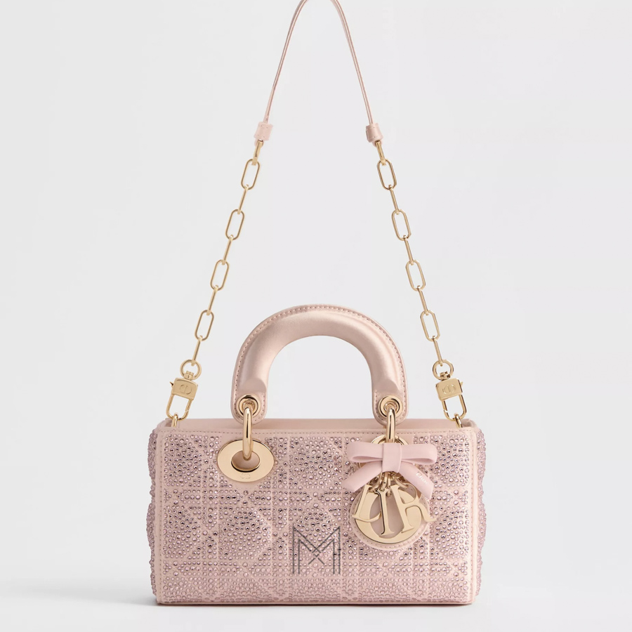 Túi Xách Dior Mini Lady D-Joy Bag Pale Pink Cannage Satin and Strass JTT075 2026 Túi Xách Dior Mini Lady D-Joy Bag Pale Pink Cannage Satin and Strass JTT075 2026