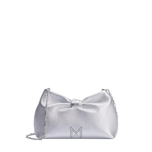 Túi Đeo Chéo Dior Or Small Dior Bow Bag Silver-Tone Laminated Lambskin JJT231