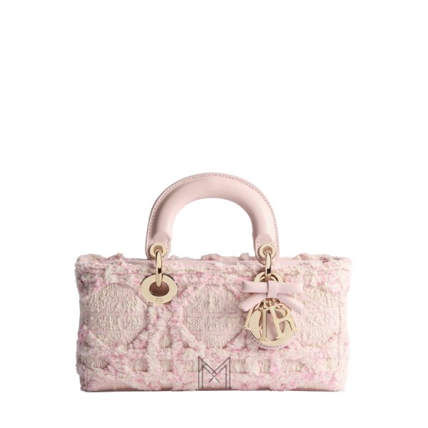 Túi Xách Đeo Chéo Dior Small Lady D-Joy Bag Pale Pink and Latte Fluffy Cannage Fabric JJT200