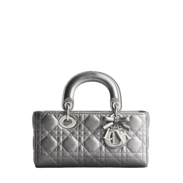 Túi Xách Đeo Chéo Dior Small Lady D-Joy Bag Silver-Tone Metallic Cannage Lambskin JJT202