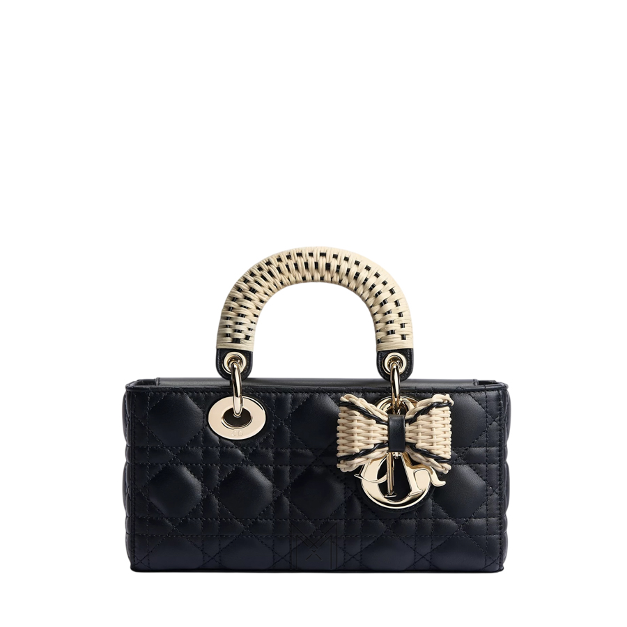 Túi Xách Đeo Chéo Dioriviera Small Lady D-Joy Bag Black Cannage Lambskin and Natural Woven Rattan JJT206 2026 Túi Xách Đeo Chéo Dioriviera Small Lady D-Joy Bag Black Cannage Lambskin and Natural Woven Rattan JJT206 2026