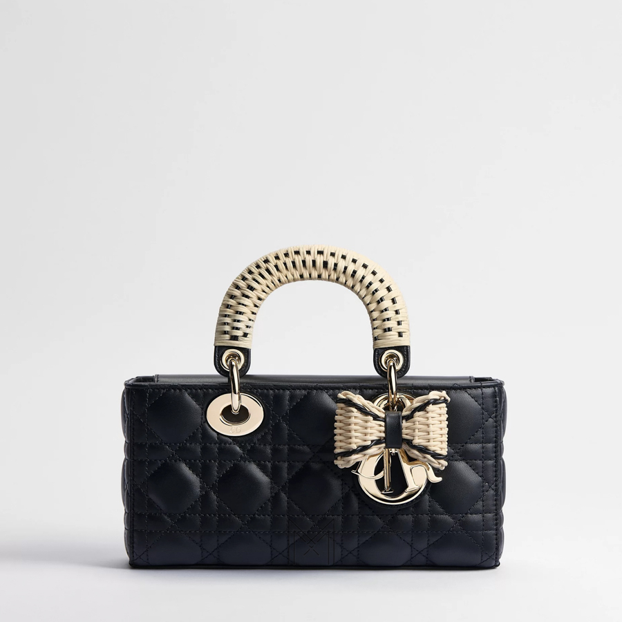 Túi Xách Đeo Chéo Dioriviera Small Lady D-Joy Bag Black Cannage Lambskin and Natural Woven Rattan JJT206 2026 Túi Xách Đeo Chéo Dioriviera Small Lady D-Joy Bag Black Cannage Lambskin and Natural Woven Rattan JJT206 2026