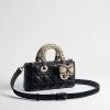 Túi Xách Đeo Chéo Dioriviera Small Lady D-Joy Bag Black Cannage Lambskin and Natural Woven Rattan JJT206 2026 Túi Xách Đeo Chéo Dioriviera Small Lady D-Joy Bag Black Cannage Lambskin and Natural Woven Rattan JJT206 2026