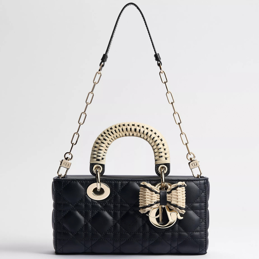 Túi Xách Đeo Chéo Dioriviera Small Lady D-Joy Bag Black Cannage Lambskin and Natural Woven Rattan JJT206 2026 Túi Xách Đeo Chéo Dioriviera Small Lady D-Joy Bag Black Cannage Lambskin and Natural Woven Rattan JJT206 2026
