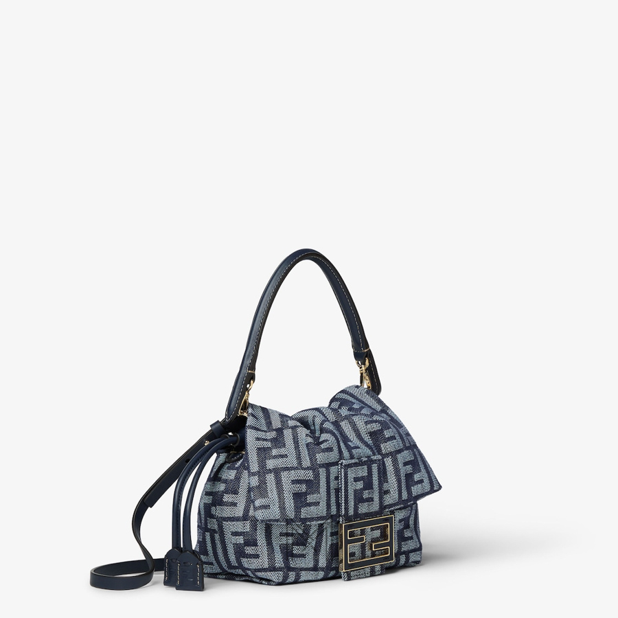 Túi xách mini Fendi Baguette Mamma màu xanh hoạ tiết FF MHH027 2026 Túi xách mini Fendi Baguette Mamma màu xanh hoạ tiết FF MHH027 2026