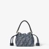 Túi xách mini Fendi Baguette Mamma màu xanh hoạ tiết FF MHH027 2026 Túi xách mini Fendi Baguette Mamma màu xanh hoạ tiết FF MHH027 2026