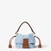 Túi xách mini Fendi Baguette Mamma màu xanh hoạ tiết FF MHH028 2026 Túi xách mini Fendi Baguette Mamma màu xanh hoạ tiết FF MHH028 2026