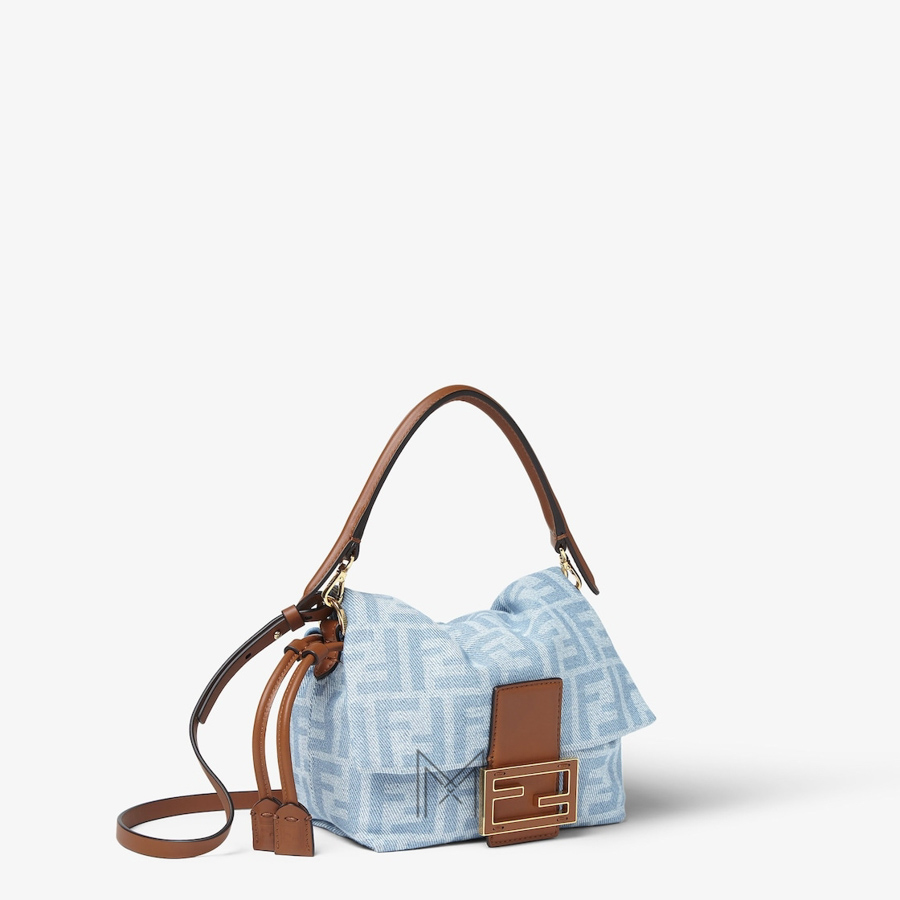 Túi xách mini Fendi Baguette Mamma màu xanh hoạ tiết FF MHH028 2026 Túi xách mini Fendi Baguette Mamma màu xanh hoạ tiết FF MHH028 2026