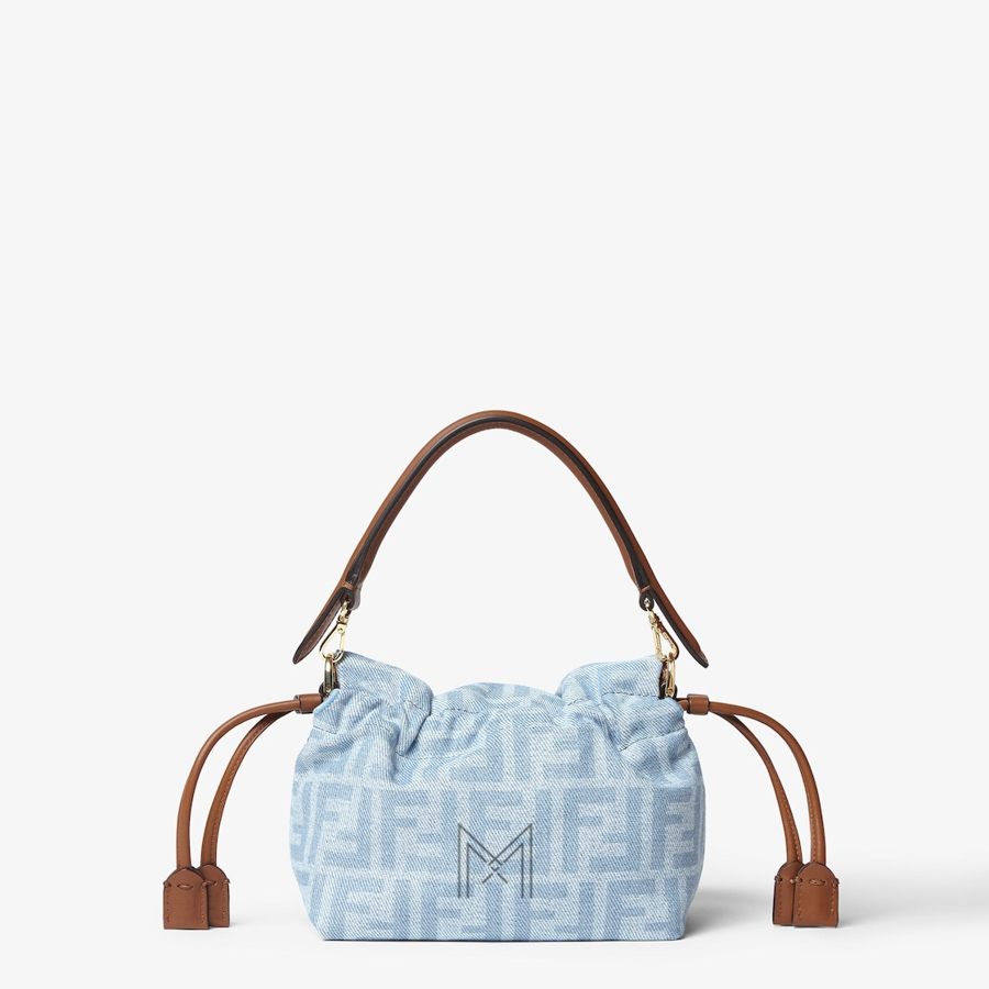 Túi xách mini Fendi Baguette Mamma màu xanh hoạ tiết FF MHH028 2026 Túi xách mini Fendi Baguette Mamma màu xanh hoạ tiết FF MHH028 2026