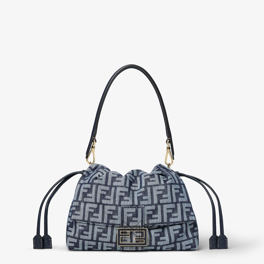 Túi xách Fendi Mamma Baguette Medium màu xanh hoạ tiết FF MHH054 2026 Túi xách Fendi Mamma Baguette Medium màu xanh hoạ tiết FF MHH054 2026