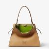 Túi xách da Fendi Way màu nâu nội thất xanh lá MHH094 2026 Túi xách da Fendi Way màu nâu nội thất xanh lá MHH094 2026