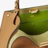 Túi xách da Fendi Way màu nâu nội thất xanh lá MHH094 2026 Túi xách da Fendi Way màu nâu nội thất xanh lá MHH094 2026