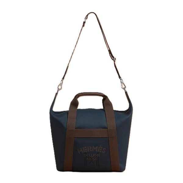 Túi xách Hermes Groom màu xanh quai nâu chính hãng MTH050