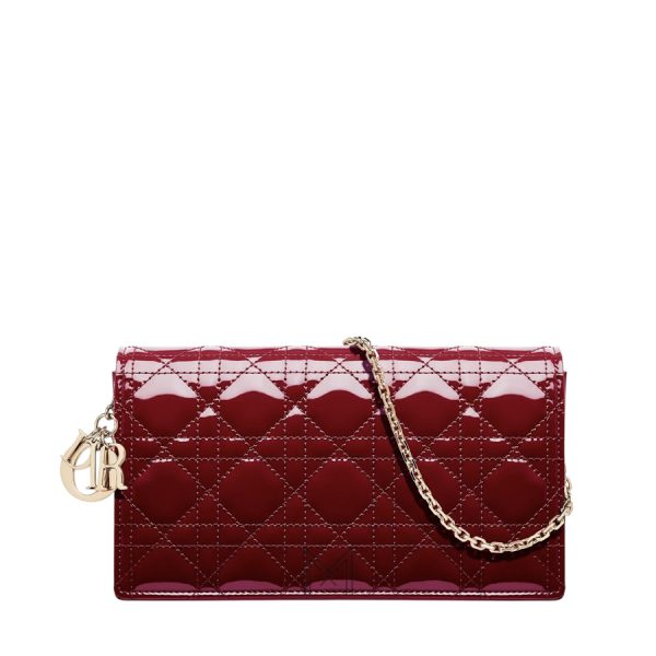 Túi Đeo Chéo Lady Dior Pouch with Chain Cherry Red Patent Cannage Calfskin JJT181