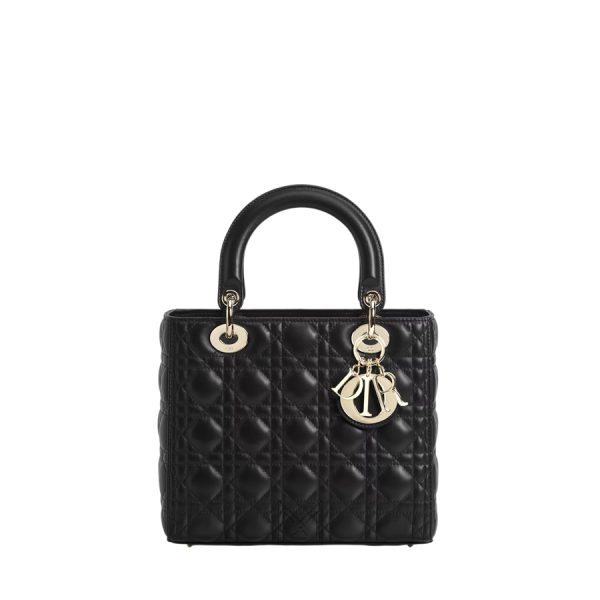 Túi Xách Đeo Chéo Medium Lady Dior Bag Black Cannage Lambskin JJT222