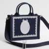 Túi Xách Mini Dior Book Tote with Strap Blue Dior Oblique Embroidery with White Lace and Dior Médaillon JTT144 2026
