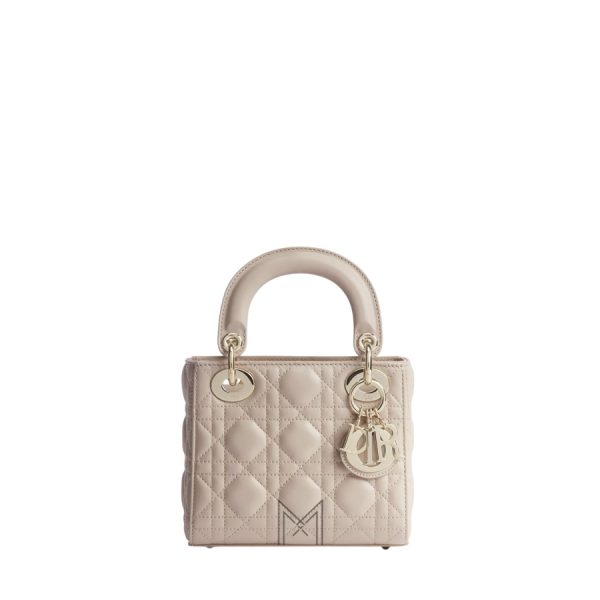 Túi Xách Đeo Chéo Mini Lady Dior Bag Powder Beige Cannage Lambskin JTT037