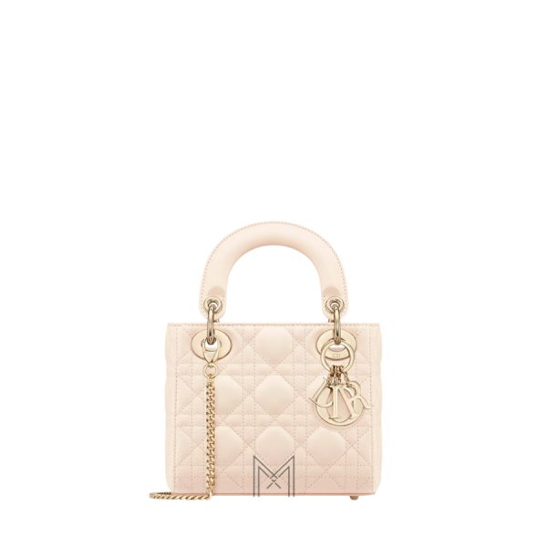 Túi Xách Đeo Chéo Mini Lady Dior Bag Sandstone Pink Cannage Lambskin JTT040