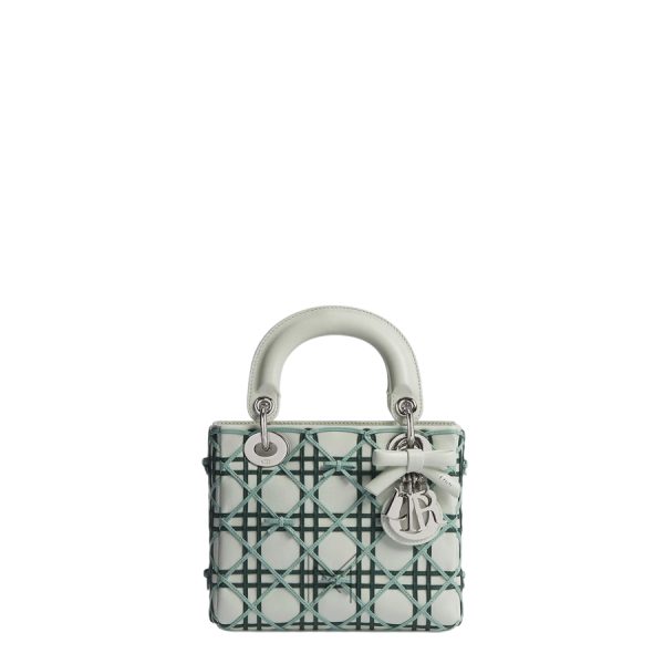 Túi Xách Mini Lady Dior Bag with Chain Light Green and Green Cannage Bow Embroidered Lambskin JTT065