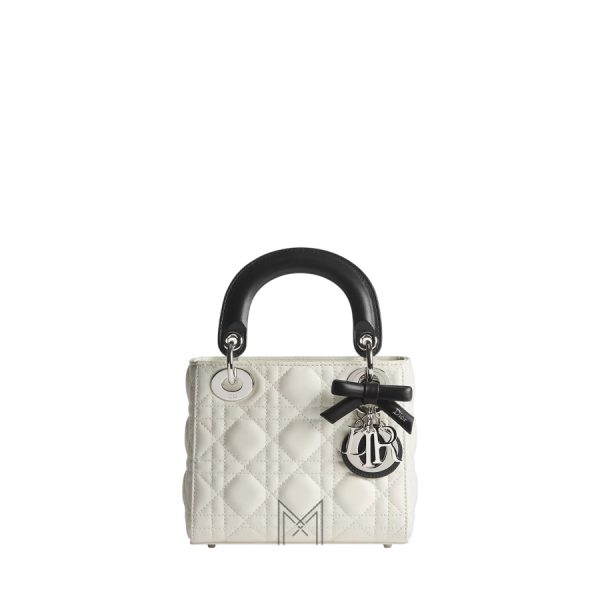 Túi Xách Mini Mini Lady Dior Bag with Chain Two-Tone Latte and Black Cannage Lambskin JTT051