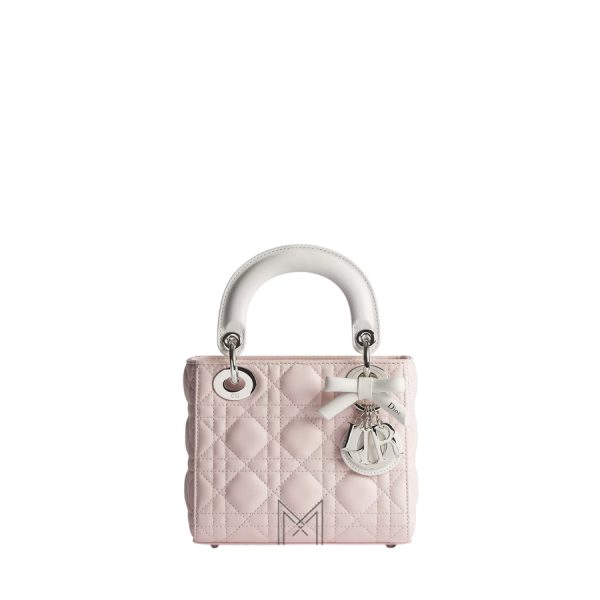 Túi Xách Mini Lady Dior Bag with Chain Two-Tone Soupir Pink and Latte Cannage Lambskin JTT053