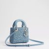 Túi Xách Mini Lady Dior Bag with Strap Bleu Myosotis Dior Myosotis Allover Embroidered Lambskin JTT068 2026