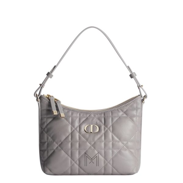 Túi Xách Dior Miss Caro Diorling Mini Bag with Chain Trianon Gray Macrocannage Lambskin JTT081